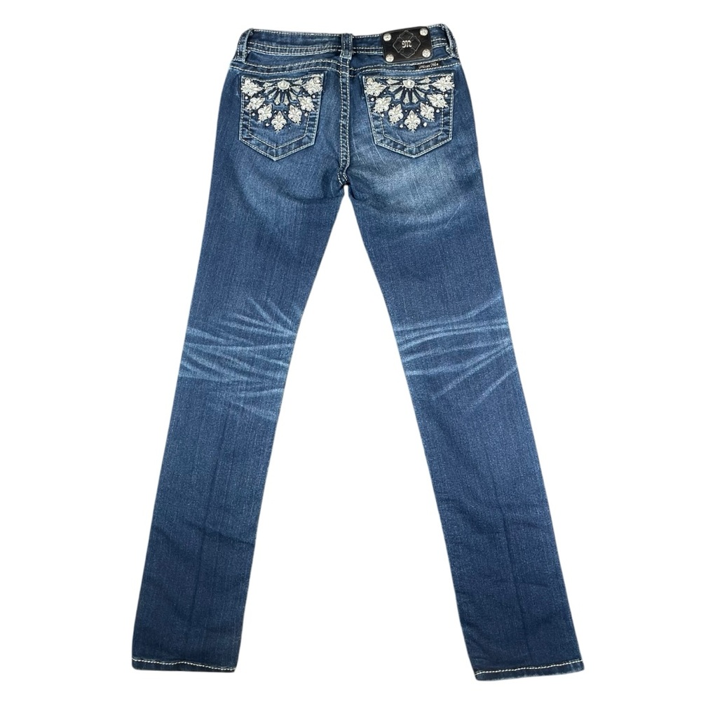 Miss Me JK55725 Girl’s Embellishment Rhinestone Skinny Blue Jeans Sz 16 (26x31 - Picture 3 of 9